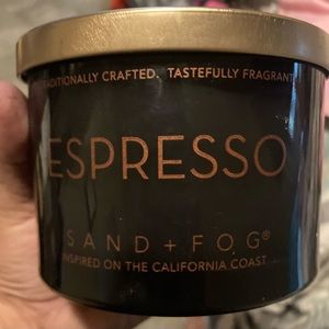 Slightly used 12 oz sand + fog espresso candle